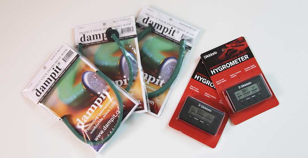 Dampit Befeuchter für Violine Viola und Cello sowie digitale D'Addario Hygrometer