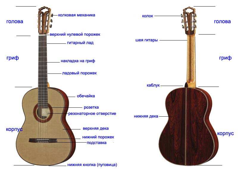 Классическая гитара, детали и части