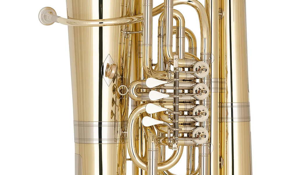 Drehventilmechanik einer professionellen Tuba