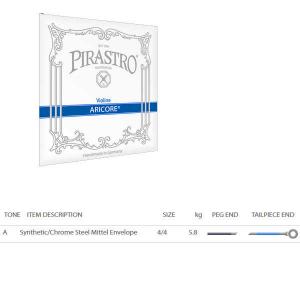 A Pirastro Violin Aricore Saite Kunststoff/Chromstahl