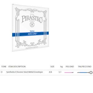 D Pirastro Violin Aricore string synthetic/chrome steel