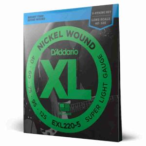 D'Addario XL Nickel, 5-String, Super Light, 40-125, Long Scale Saiten für E-Bassgitarre