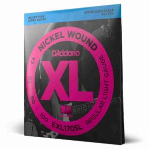 D'Addario XL Nickel, Light, 45-100, Super Long Scale Strings for Electric Bass Guitar