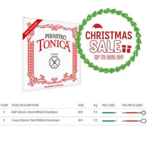 E Pirastro Violin Tonica Soft string silvery steel