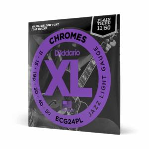 D'Addario 11-50 Jazz Light, Plain Third, XL Chromes Strings for Electric Guitar