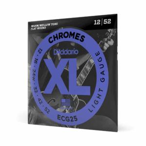 D'Addario Flat Wound, Light, 12-52, XL Chromes Strings for Electric Guitar